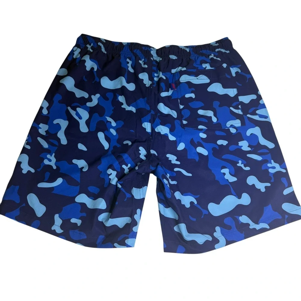 Black Quail Men Blue Camouflage Swim Trunks Size M Elastic Waist Drawstring‎